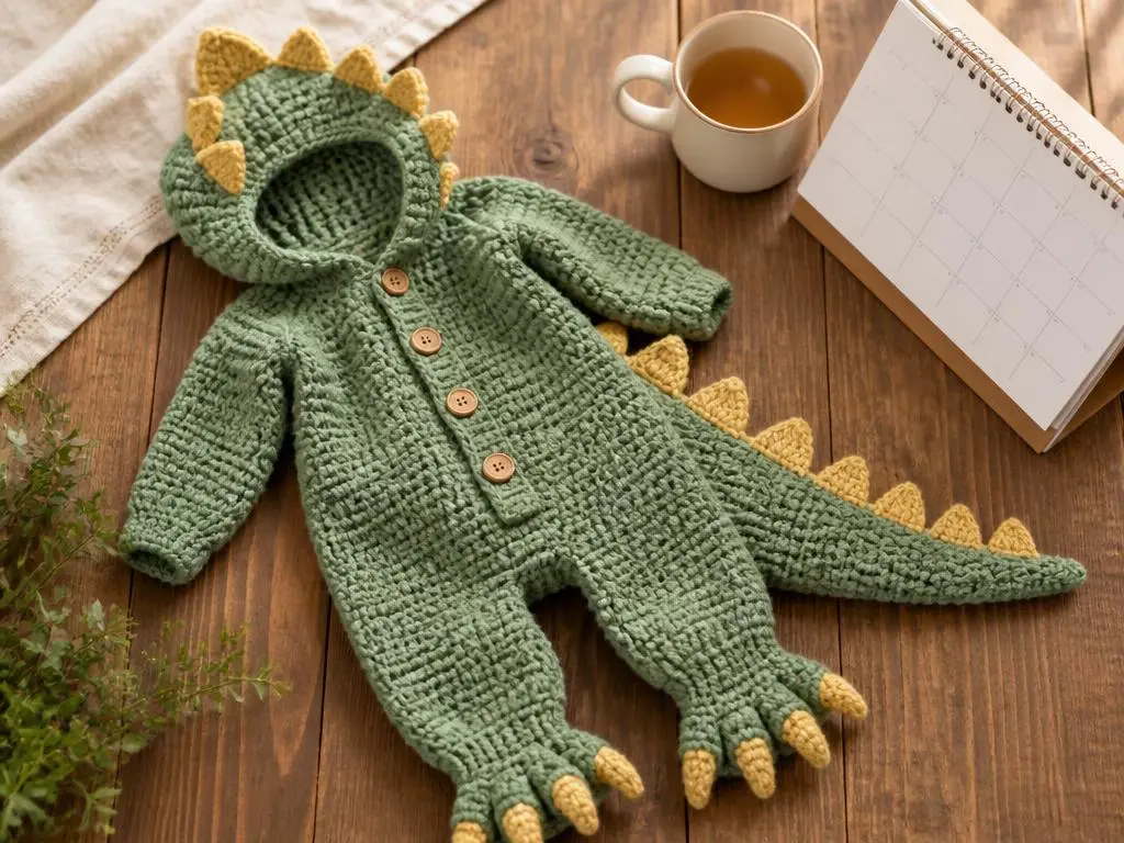handmade crochet baby dinosaur costume